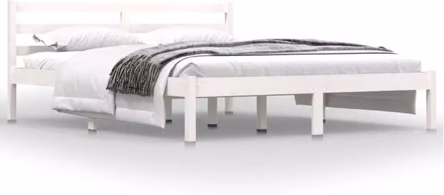 Berkfield Home Solid Wood Pine Bed Frame, White, W: 150 cm, D: 200 cm
