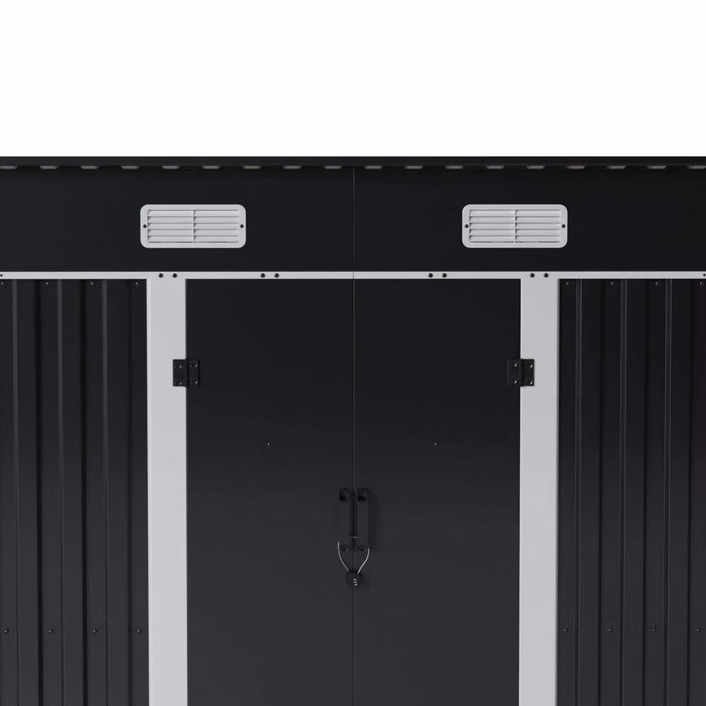 Kelvenix Black Metal Pent Roof Garden Shed with Single Door and Roof Vent, W/D/H: 182.88 x 121.92 x 181.0 cm – 4
