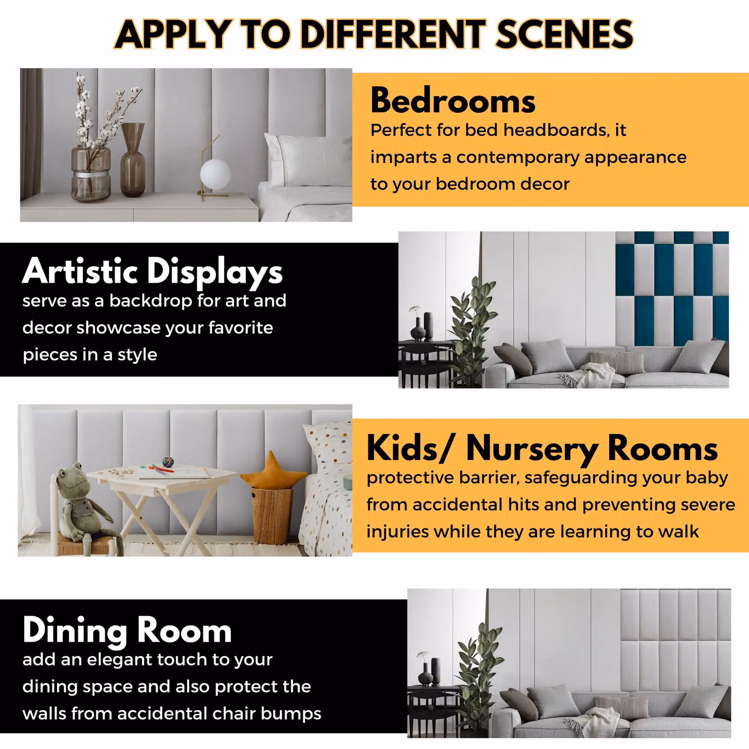 Novecrafto Set of 4 Grey Velvet Upholstered Wall Panels with Adhesive, W: 80 cm, H: 30 cm – 2