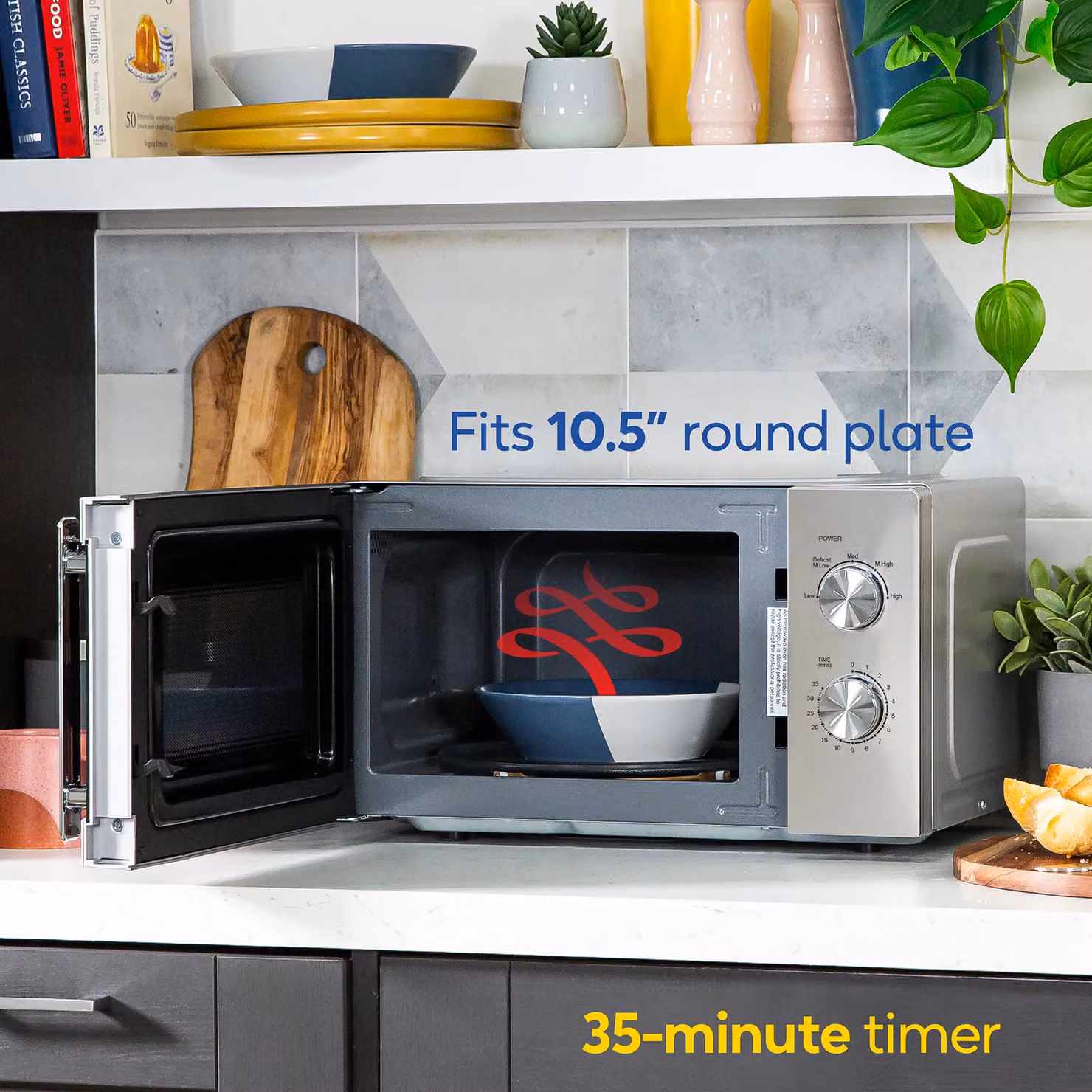 Russell Hobbs Manual Solo Microwave in Silver with Stainless Steel Interior and 20L Capacity – 3