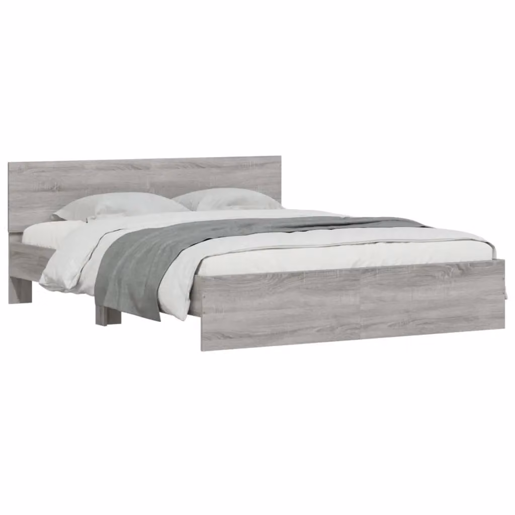 Berkfield Home Grey Sonoma Bed Frame with LED Lighting and USB Charging Port, W: 160 cm, D: 200 cm – 2