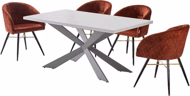 Life Interiors Vittorio Duke LUX Modern Rectangular Dining Set with 4 Chairs in Red