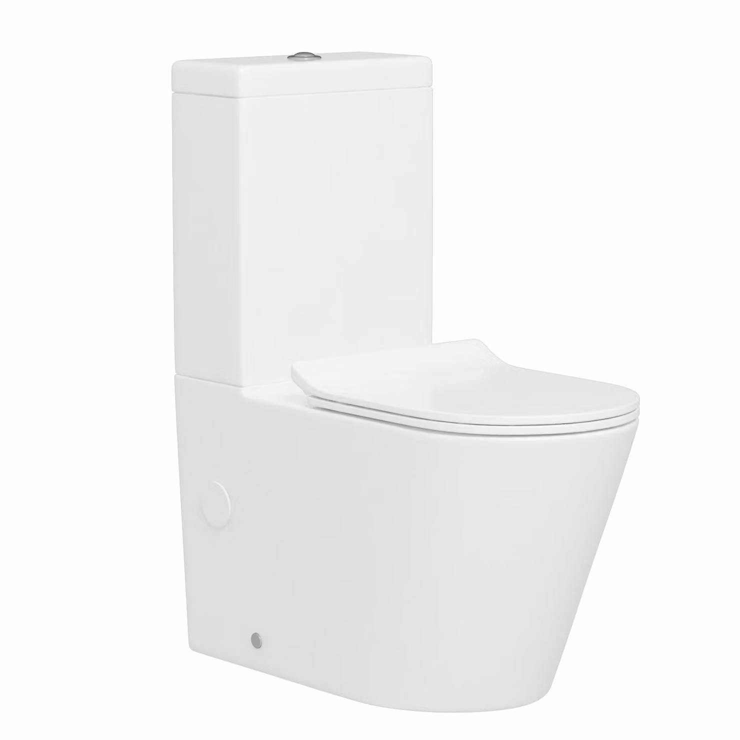 Cesar White Ceramic Rimless Close Coupled Floor Standing Toilet with Cistern and Slim Soft Close Seat