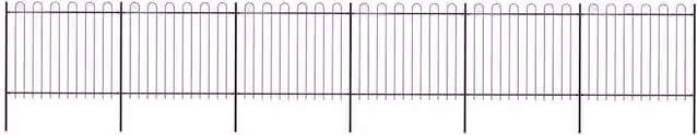 Berkfield Home Black Powder-Coated Steel Hoop Top Garden Fence