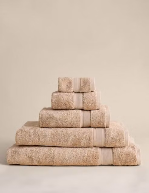 M&S Super Soft Pure Cotton Fluffy Quick Drying Towel in Beige