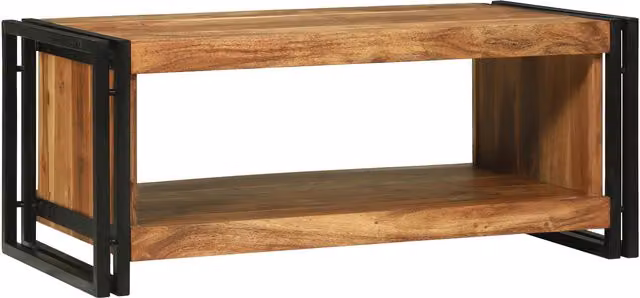 Berkfield Home Modern Rectangular Coffee Table in Brown Solid Acacia Wood W/D/H: 90 x 50 x 38 cm