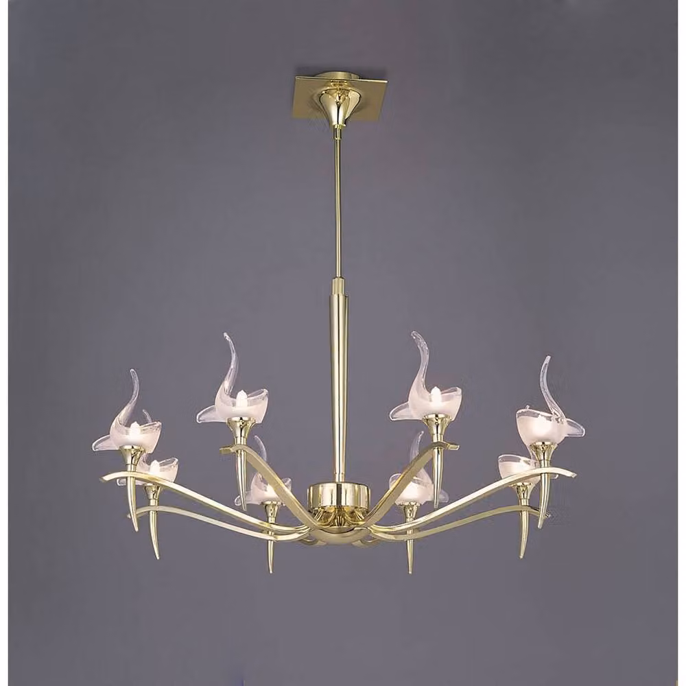 Netlighting Viena Telescopic Round Pendant Light with 8 G9 Lights in Polished Gold Brass – 2
