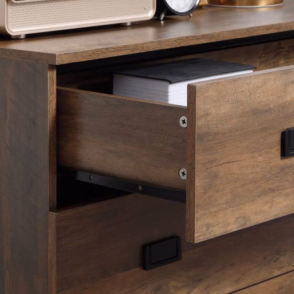 Wyld Haus Paleba Romi 4 Drawer Chest in Brown Wood Effect with Black Steel Frame – 5