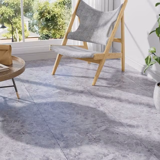Lifeideas Grey Marbled Stone Look Self-adhesive PVC Flooring Tiles