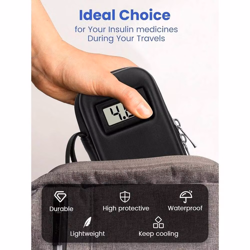 NESTLUNE Insulin Cooler Travel Case Diabetic Medicine Cool Bag, Black, W: 100 cm, D: 60 cm – 3