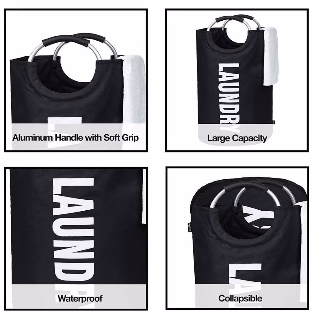 NESTLUNE Black 90L Foldable Fabric Laundry Basket – 6