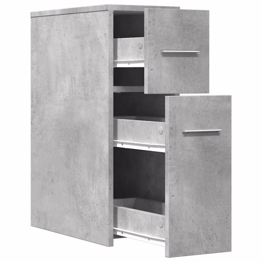 Berkfield Home Narrow Bathroom Cupboard with Wheels, Concrete Grey, H 61.5 x W 22.0 x D 44.0 cm – 2
