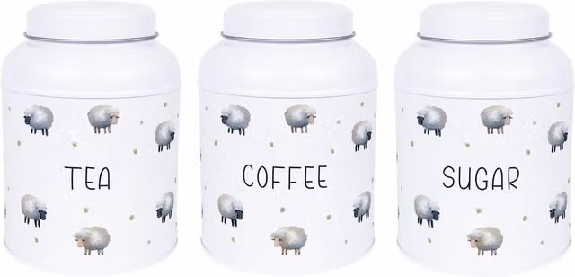 Purely Home Spring Sheep Metal Storage Canister with Domed Lid in White