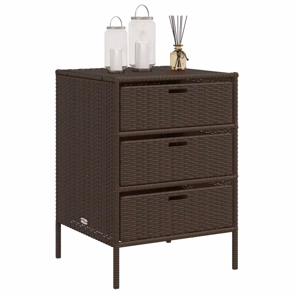 Berkfield Home Garden Storage Cabinet in Brown Poly Rattan and Steel, W/D/H: 55 x 59 x 80 cm – 4