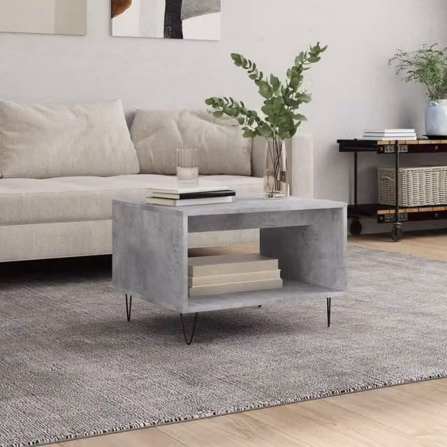 Berkfield Home Industrial Coffee Table in Concrete Grey, W: 60 cm, D: 50 cm, H: 40 cm – 1