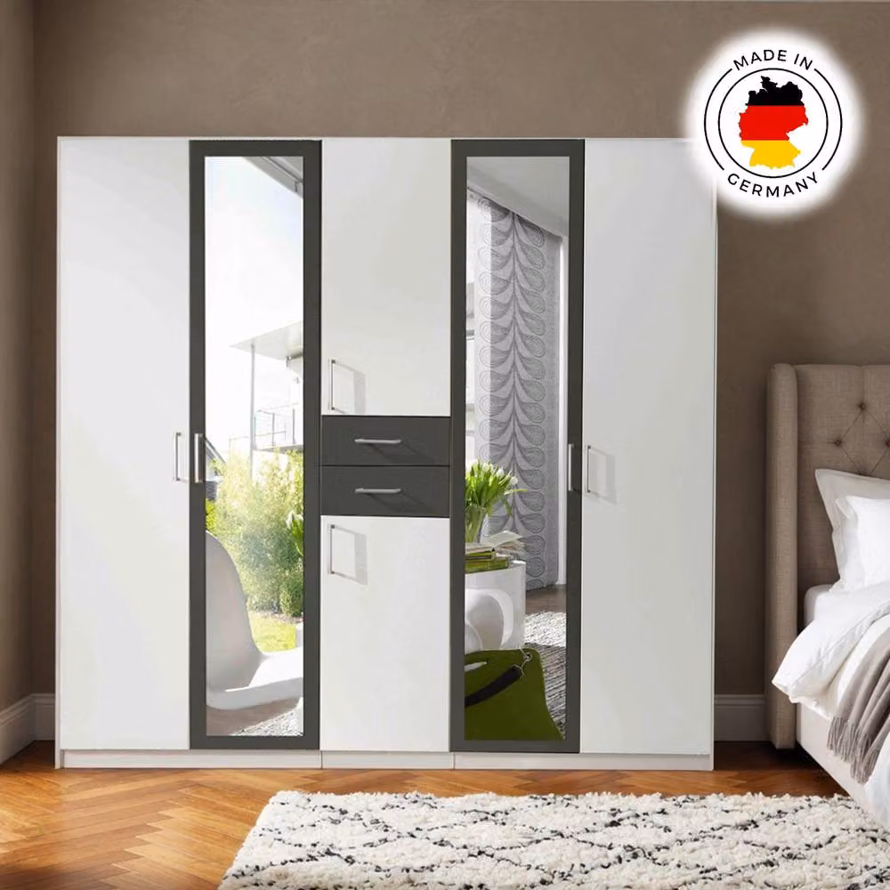 KDMD Diver White and Grey 5 Door Wardrobe with Mirror, Width: 225 cm – 5