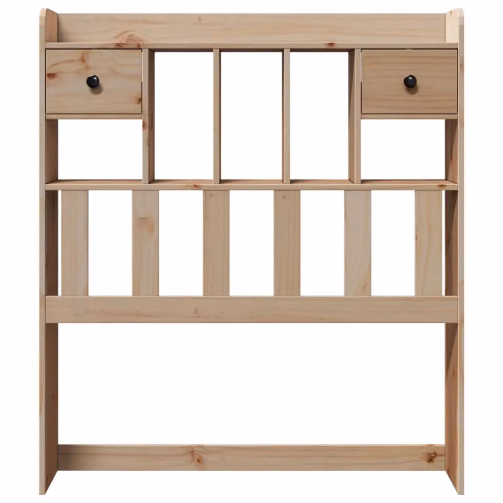 Berkfield Home Rustic Solid Wood Pine Headboard with Integrated Nightstands and Shelf, Brown, Width: 100 cm – 2