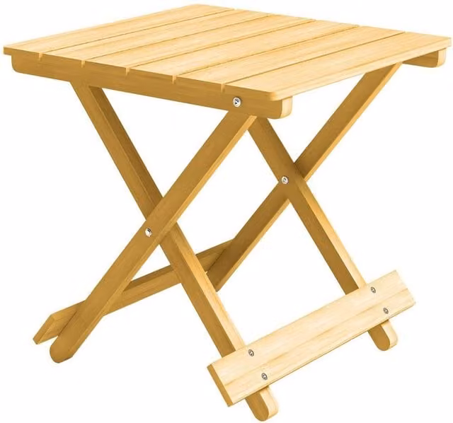 KORVIXA Natural Fir Wood Folding Coffee Table for Garden and Terrace