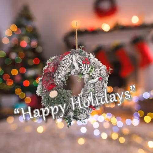 VFM e-Store Christmas Wreath Decoration in Green, Brown and Multicolour, W/D/H: 37 x 37 x 37 cm – 4