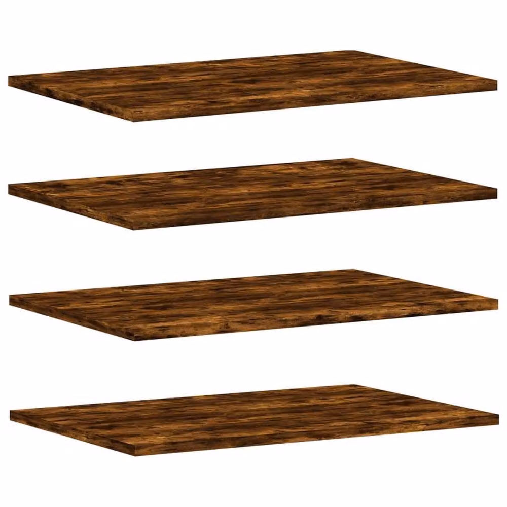 Berkfield Home Set of 4 Wall Mounted Shelves in Smoked Oak Brown, W: 60 cm, D: 40 cm, H: 1.5 cm – 1