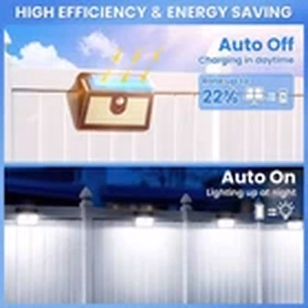 EONLION 4-Piece Set of Black LED Solar Powered Outdoor Wall Lights with PIR Motion Sensor – 4
