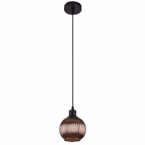 Globo Lighting Modern Sphere Pendant Lamp in Black and Bronze with Transparent Glass