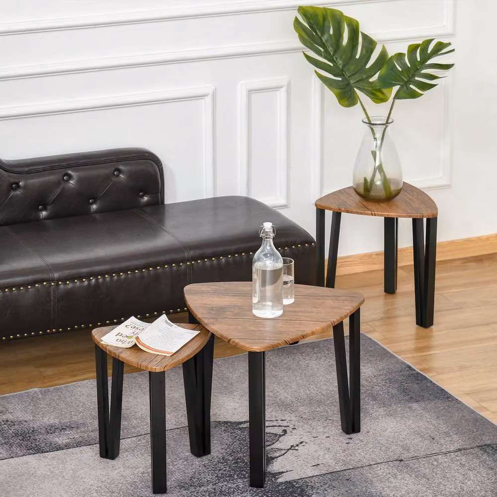 ERGOVEXA Nest of 3 Triangle Coffee Tables in Walnut and Black – 4