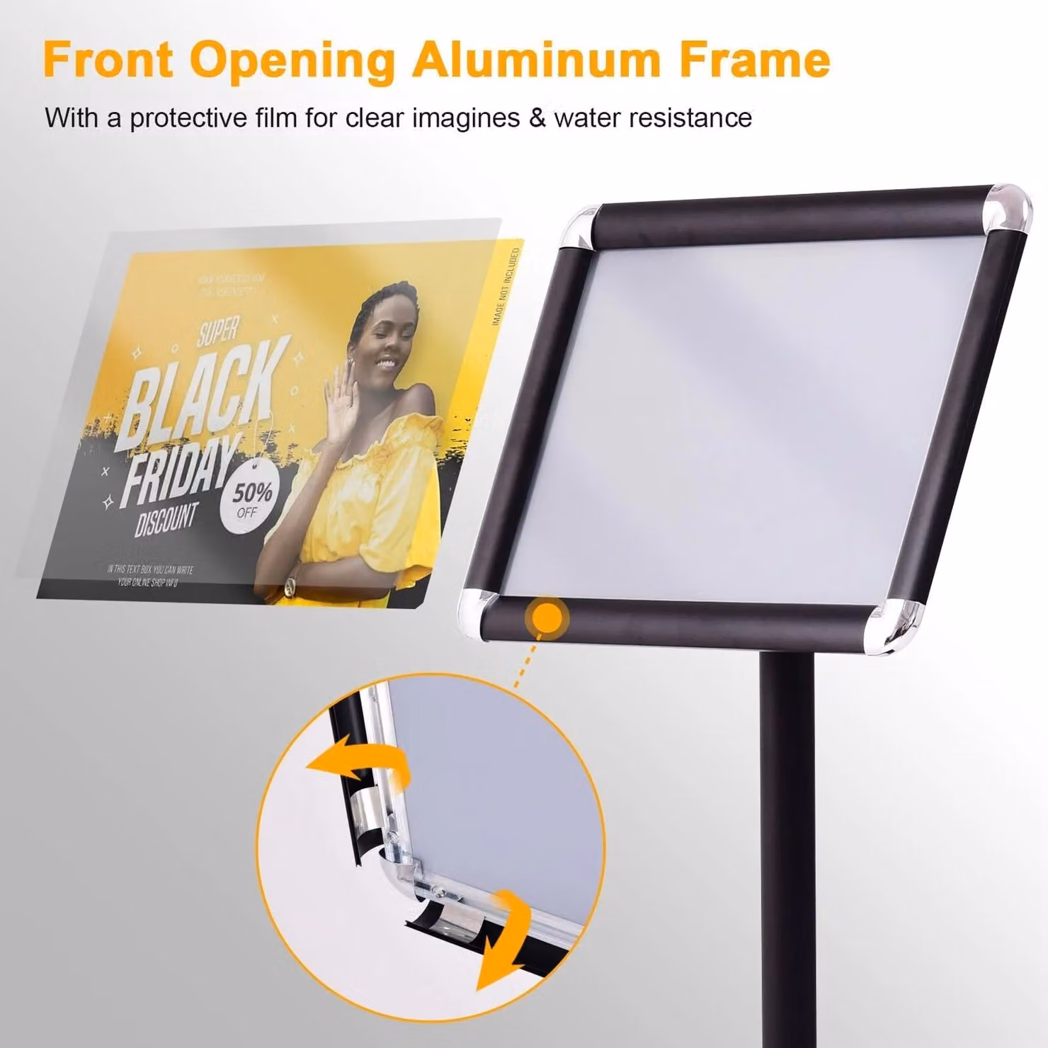 Costway A4 Sign and Poster Stand, Height Adjustable and Rotatable, Black – 4