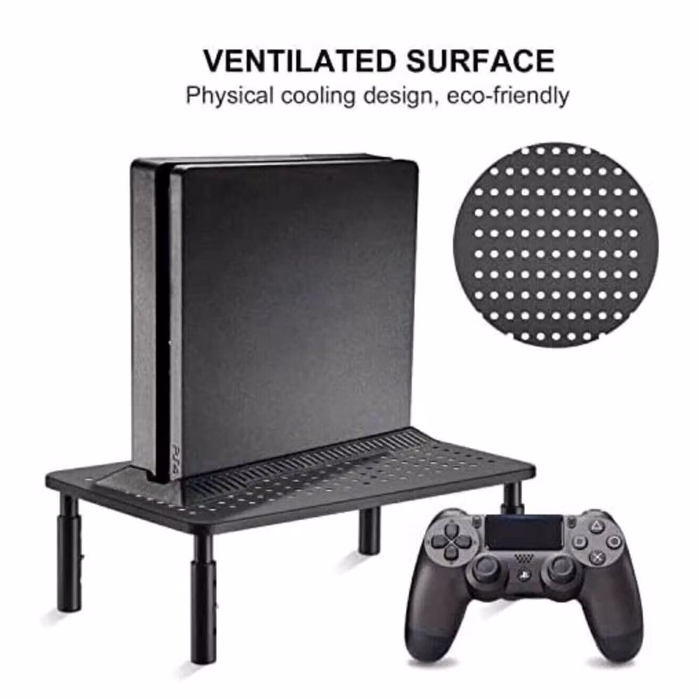 NESTLUNE Height Adjustable Metal Monitor and Laptop Stand Table, Black, W: 100 cm, D: 15 cm – 4