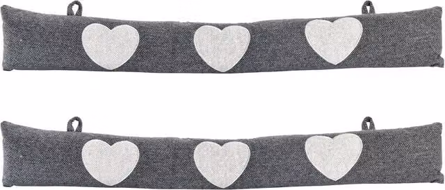 Nicola Spring Herringbone Heart Draught Excluders, Grey, Pack of 2 – 5