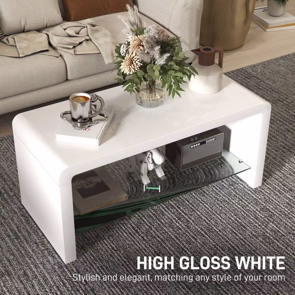 Wyld Haus Velimo Curved 2 Tier Coffee Table in High Gloss White – 3