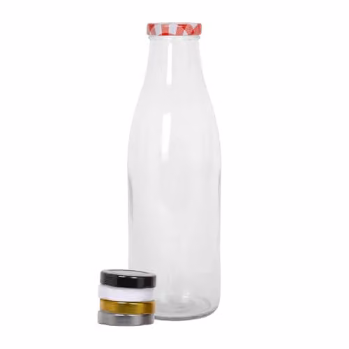 Argon Tableware Transparent Glass Water Bottle with Metal Lid, 456ml