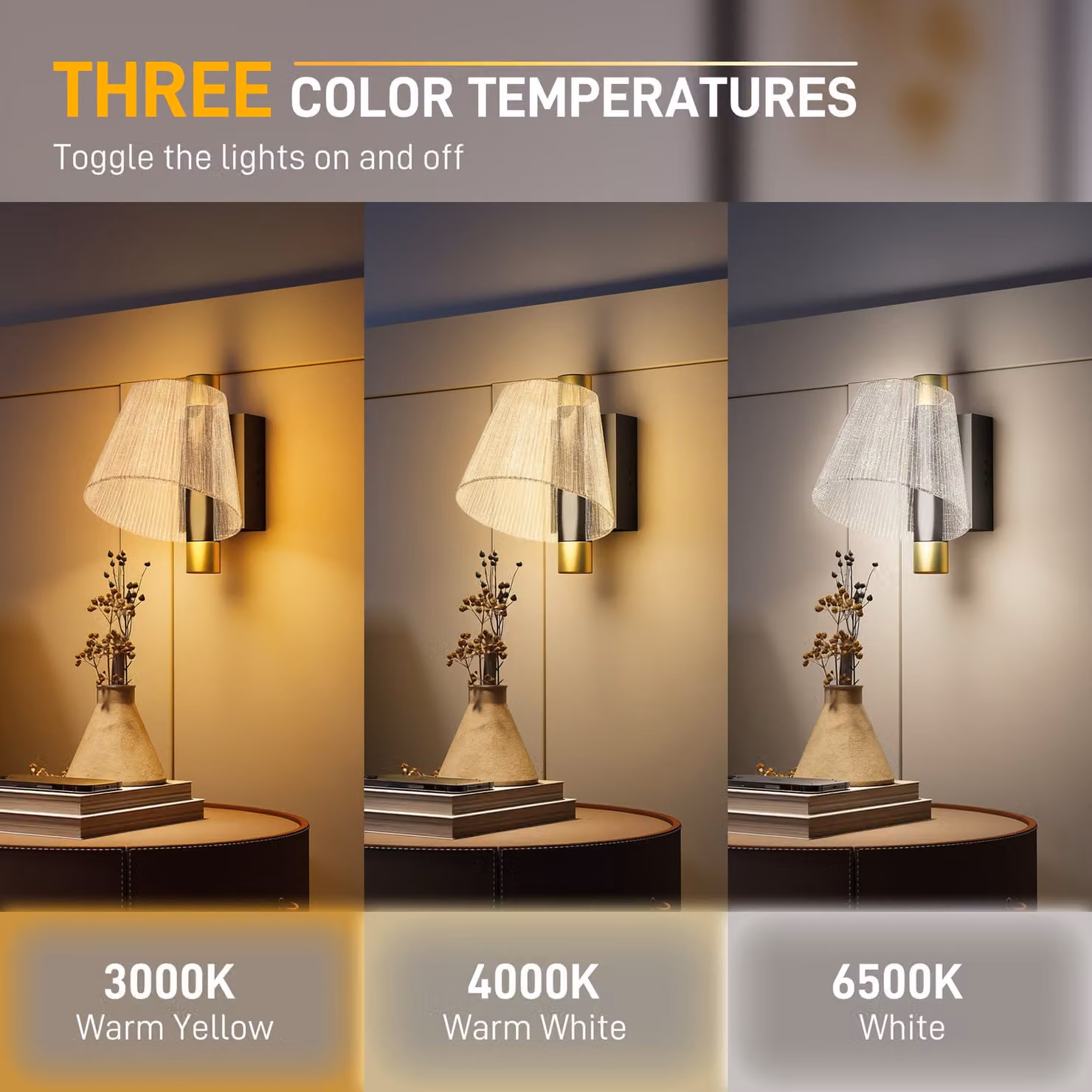HOMCOM 2 Pack Modern LED Starry Wall Lamps in Black with Adjustable Colour Temperature – 3