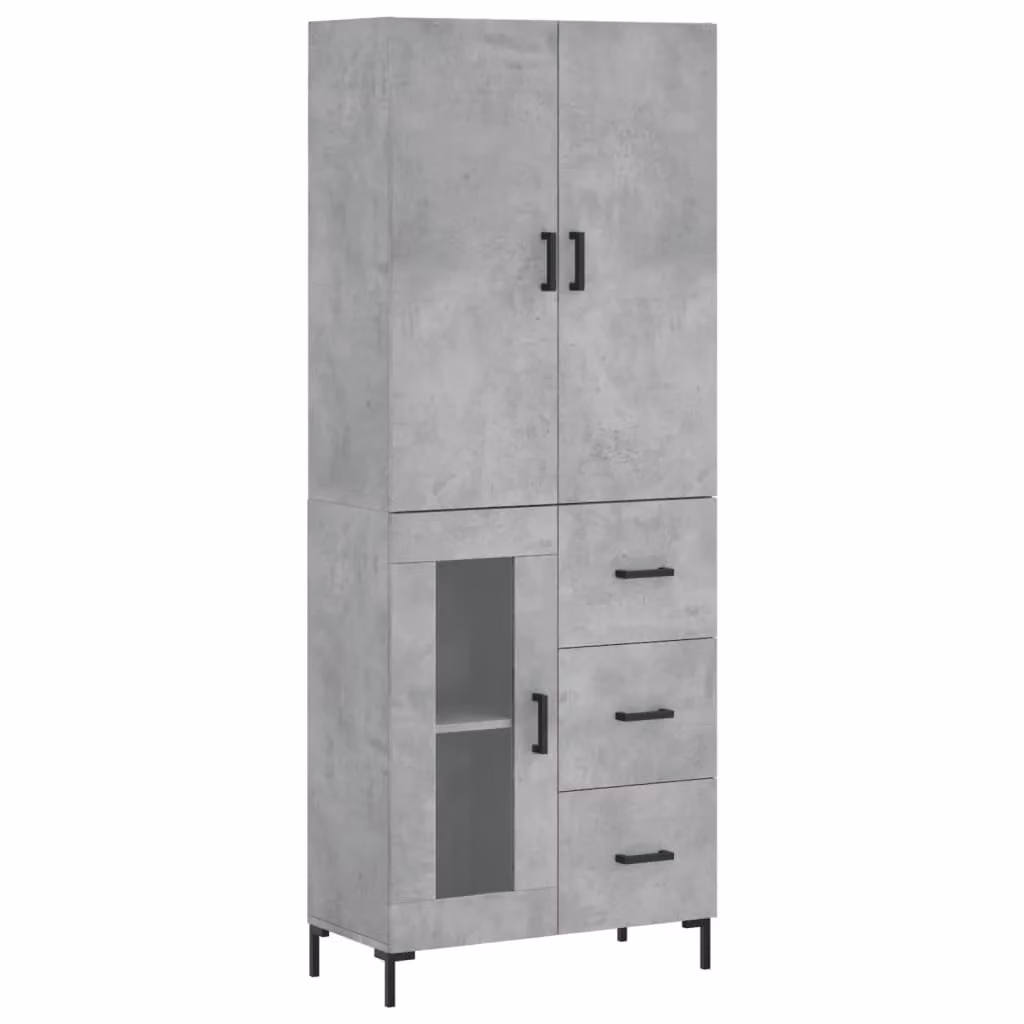 Berkfield Home Industrial Highboard in Concrete Grey, W: 69.5 cm, D: 34 cm, H: 180 cm – 2
