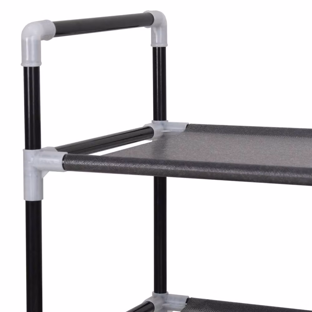 Berkfield Home 8-Shelf Shoe Rack in Black Metal and Plastic, W: 29.5 cm, D: 29.5 cm, H: 134.0 cm – 3