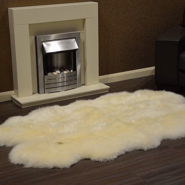 Fenland England Quad Australian Sheepskin Rug in White