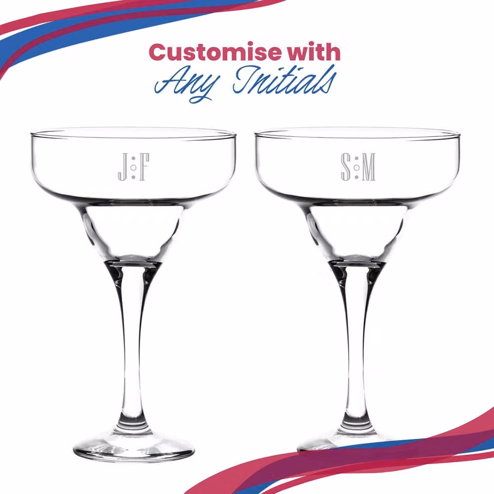 Uniqueful Personalised Margarita Cocktail Glass with Custom Initials and Name, 295ml, Clear – 4