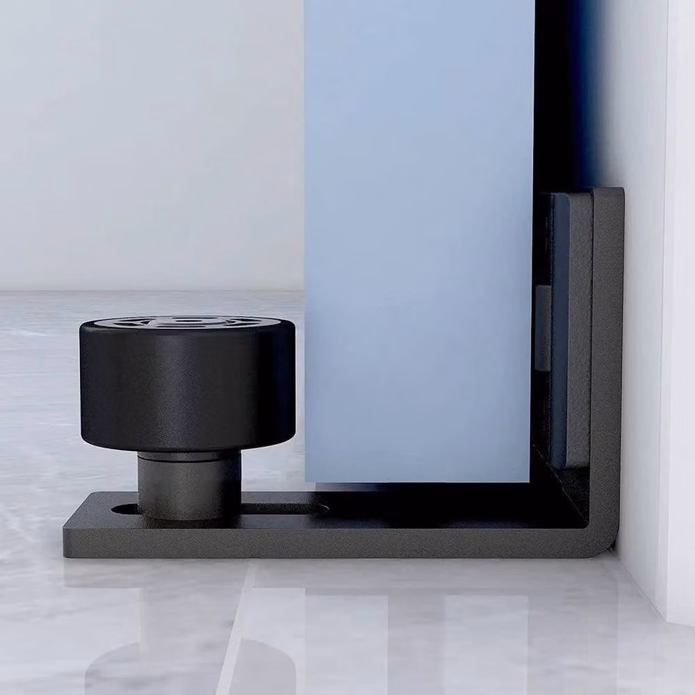 NESTLUNE Adjustable Floor Guide for Sliding Barn Door Bottom in Matt Black, W: 520 mm, L: 10000 mm – 2