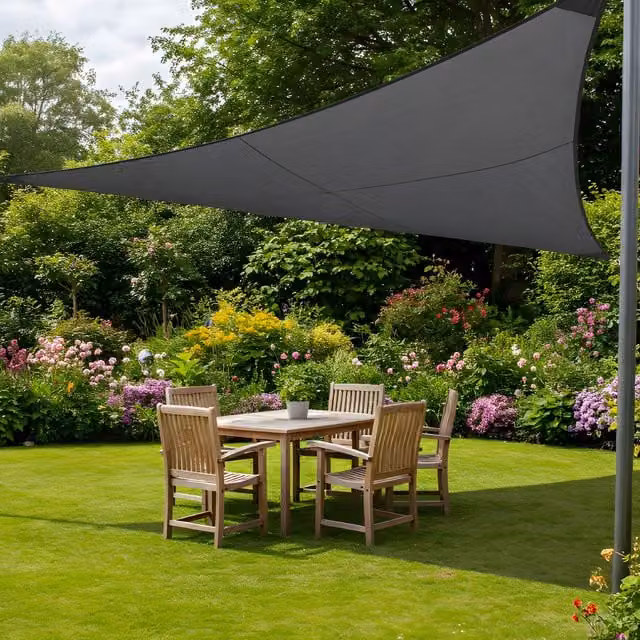 Kookaburra Pro Waterproof Right Angle Triangle Shade Sail, Charcoal, W: 6 m x D: 4.2 m