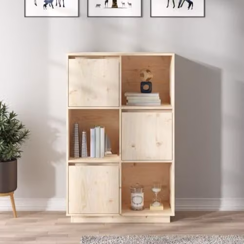 vidaXL Highboard in Natural Solid Pine Wood, H x W x D: 117 x 74 x 35 cm – 2