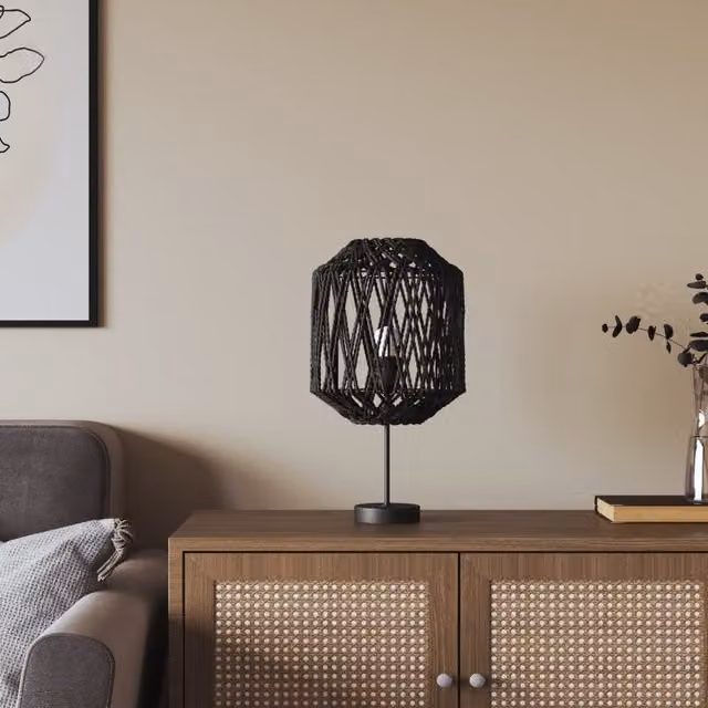 Berkfield Home Black Metal and Paper Lamp Shade W: 23 cm, H: 28 cm – 1