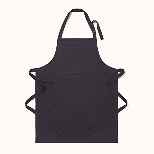 Homescapes Black Cotton Apron with Large Pocket and Adjustable Straps, 80 x 85 cm – 1