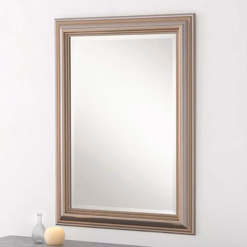 Yearn Mirrors Classic Champagne Beaded Wall Mounted Mirror in Silver, W: 131 cm, H: 77.5 cm – 3