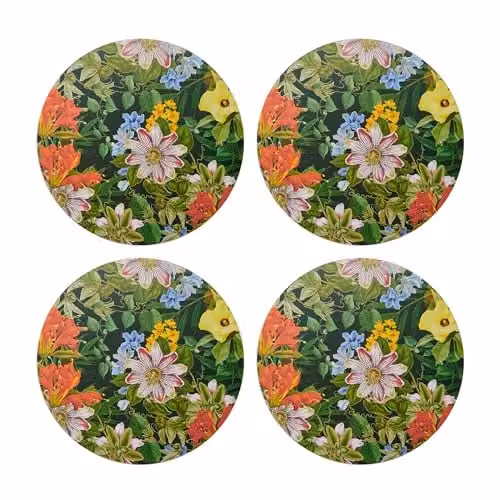 Creative Tops Set of 4 Tropical Floral Round Placemats, Multicolour, Diameter: 29 cm – 1