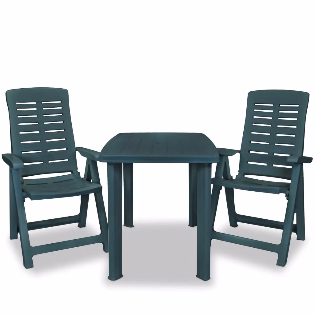Berkfield Home 3 Piece Plastic Bistro Set in Matt Green – 2