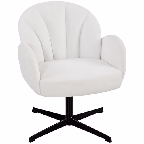 HOMCOM Swivel Accent Chair in Beige and White Fabric with Armrests – 1