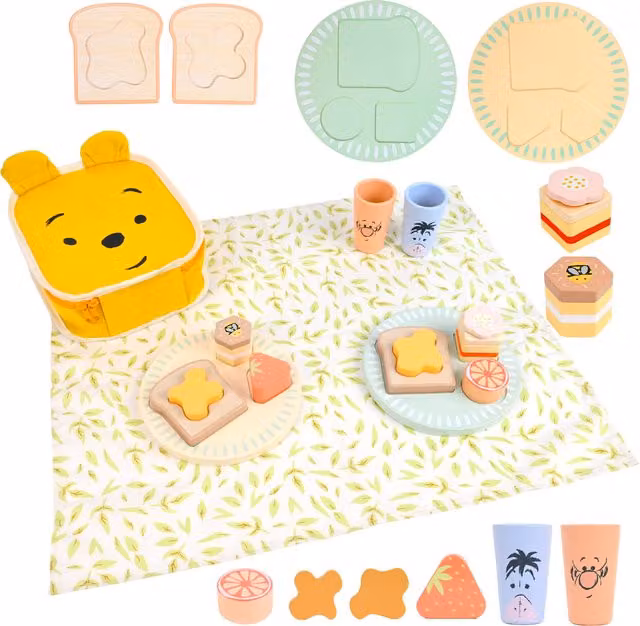 Disney Winnie the Pooh Multicolour Wooden Picnic Set Pretend Play Toy