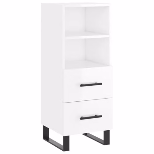 vidaXL Modern High Gloss White Sideboard in Engineered Wood W/D/H: 34.5 x 34.5 x 90 cm