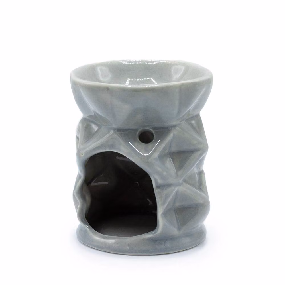 Serenityy Geometric Ceramic Tealight Oil Burner in Grey – 2
