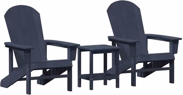 Berkfield Home 3 Piece Modern Garden Lounge Set in Navy Blue HDPE